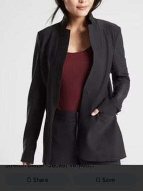 Ann Taylor Black Textured Open-Front Women's Blazer